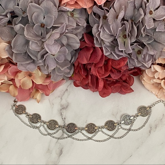 Bohemian Silver Coin Tassel Anklet - Picture 7 of 13